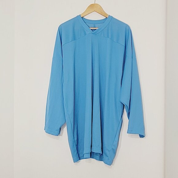 CCM Men's Light Blue Jersey Long-Sleeve Sport V-Neck Pullover Practice Size XXL - Picture 1 of 9